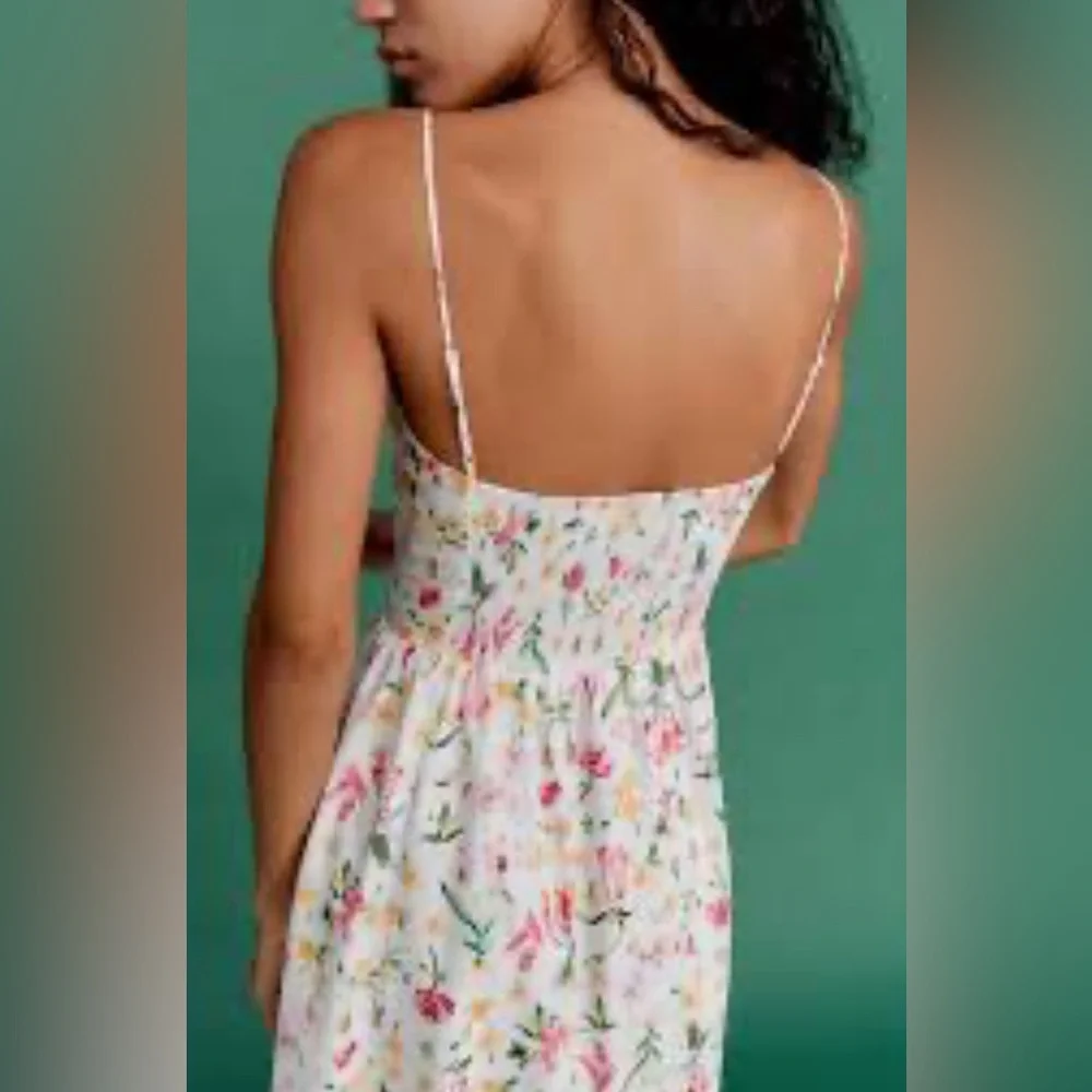 NEW Chelsea & Violet beige pink floral sleeveless linen blend dress - Picture 14 of 14